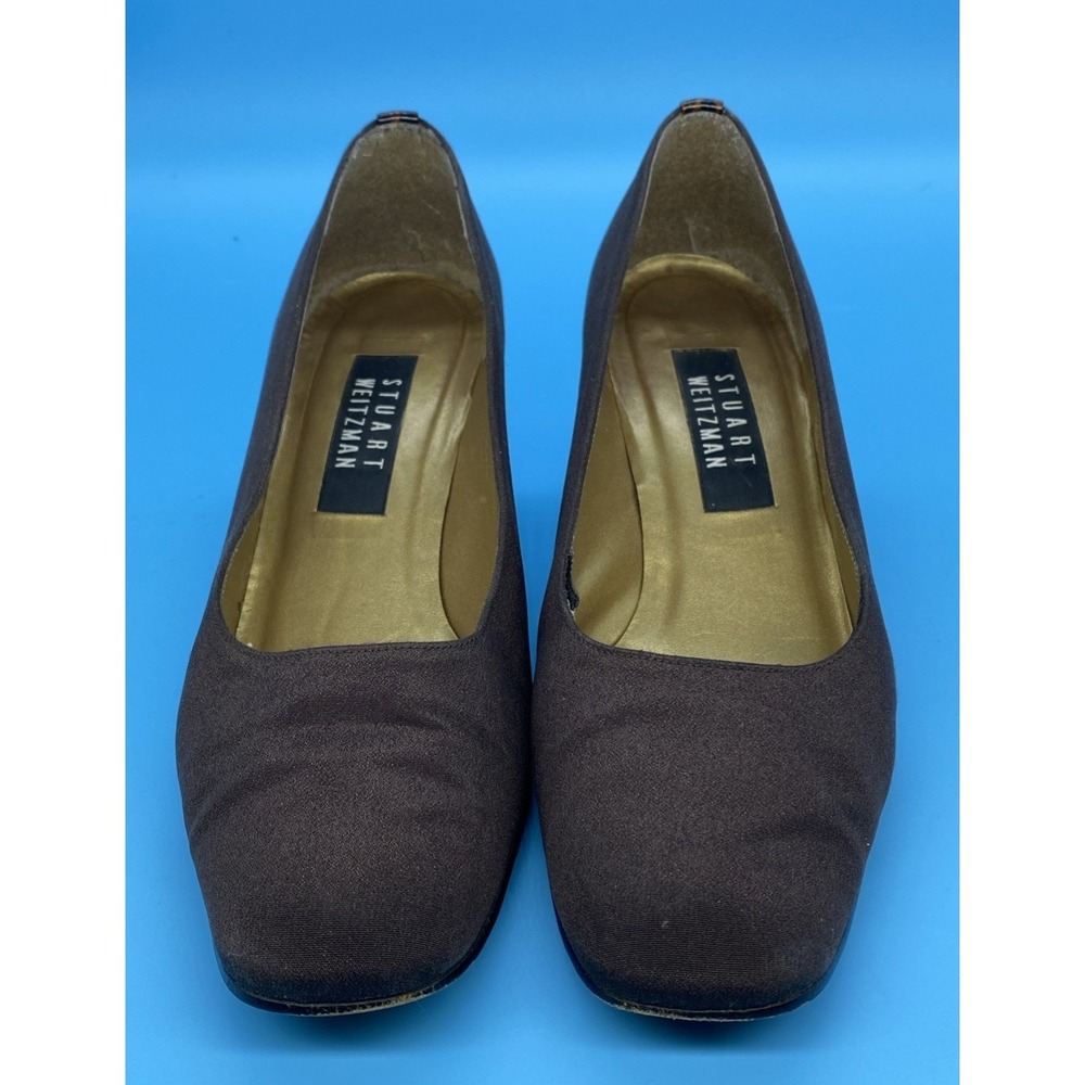 Vintage Stuart Weitzman 8M Brown Suede Block Tortoiseshell Heel Pump Luxury